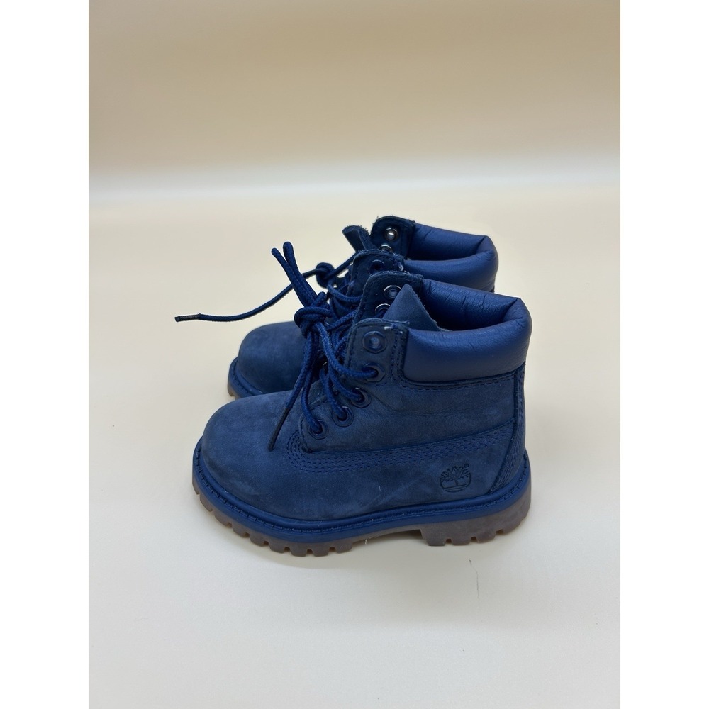 Timberland Toddler Boots Size 6 Blue Nubuck Waterproof Lace Up Kids Boots - Picture 3 of 6